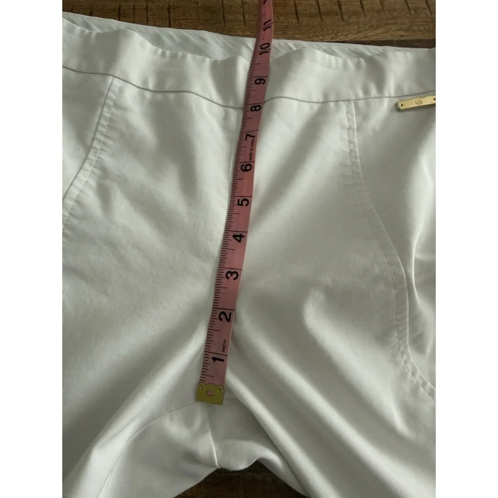 Tory Burch Womens White Ankle Pants Size 10 Stretch Crop Slim Career